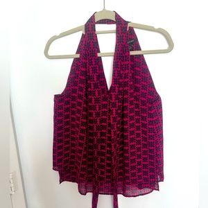 Fucsia and Navy Geometric Pattern Top